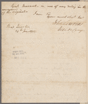 Washington, George. Hopewell Township. To Colonel Morgan