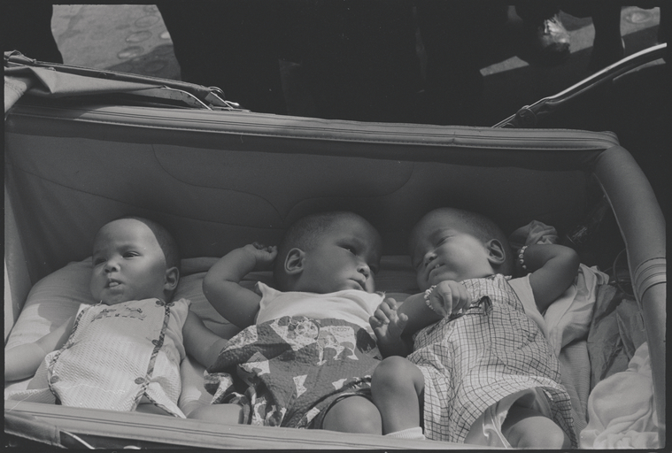 babies lying flat in carriage