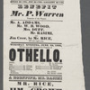 Broadside advertising Walnut Street Theatre (Philadelphia) production of Othello by William Shakespeare
