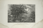 View of Flushing (Long Island), North America, oak-trees, under which George Fox, Quaker, preached the truths of the Gospel.