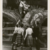 James Mitchell (as Harry Beaton) and unidentified others in fight scene from stage production Brigadoon (set design by Oliver Smith)