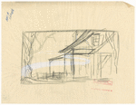 Pencil sketch of a set design for the stage production All Summer Long