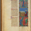 Three miniatures, with text, initials, linefillers