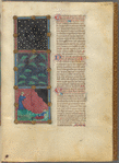 Three miniatures of plagues. With text, initials, linefillers