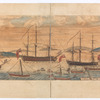 Perspective view of Boston Harbr. Islands, and men of war and landing of ye 1st. of Octr. 68 (as taken from ye end of Long Wharff.