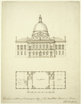 Elevation and plan of the principal story of the new state house in Boston
