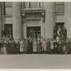 Bessye Bearden (front row, right of center), with an unidentified group posing outside the Royal Bank of Canada, in Montreal