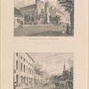 Plate 6th. St. Thomas' Church, Broadway, New York ; Park Theatre and part of Park Row, St. Paul's Church in the distance.