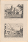 Plate 6th. St. Thomas' Church, Broadway, New York ; Park Theatre and part of Park Row, St. Paul's Church in the distance.