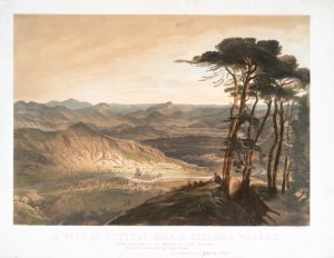 A view of Sutter's Mill and Culloma Valley, on the south fork of the American line, Alta California