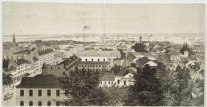 Panoramic views of Philadelphia, from the State House. East view looking down Chestnut St. across the Delaware, Camden, N.J. in the distance.]