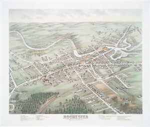 Bird's eye view of Rochester Strafford County, New Hampshire from a position east of town.