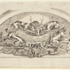 Cartouche de forme écrasée, contenant un écusson vide