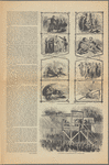 Zeitgenössiche Darstellung der Schrecken des Lger Andersonville. Wirz stamping on a prisoner. Dogs tearing a prisoner. How they robbed prisoners. Fighting for bones. Crawling to the swamp for water. Ball & chain. Mud burrow. Shot on the dead line for a piece of mouldy cake. Die Hinrichtung von Hauptman Wirz am 10. November 1865.