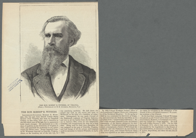 The Hon. Robert E. Withers, of Virginia. [From a photograph by D.H ...