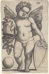 Male Genius Holding a Coat of Arms