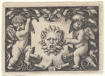 Ornament with a Mask Held by Two Genii