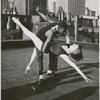 Dancers John Jones (left) and Concetta De Prospero, performing on rooftop, when they were members of choreographer Antony Tudor's dance class at the Ballet Guild, Philadelphia, ca. 1954