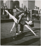 Dancers John Jones (left) and Concetta De Prospero, performing on rooftop, when they were members of choreographer Antony Tudor's dance class at the Ballet Guild, Philadelphia, ca. 1954