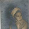 Portrait of cabaret singer Mabel Mercer wearing turban, in Nassau, Bahamas, circa 1940