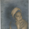 Portrait of cabaret singer Mabel Mercer wearing turban, in Nassau, Bahamas, circa 1940