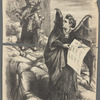 "Get thee behind me, (Mrs.) Satan!"--[See page 143.] Wife (with heavy burden). "I'd rather travel the hardest path of matrimony than follow your footsteps"