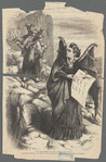 "Get thee behind me, (Mrs.) Satan!"--[See page 143.] Wife (with heavy burden). "I'd rather travel the hardest path of matrimony than follow your footsteps"