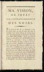 Ma vision, ou Idées sur L'affranchissement des noirs