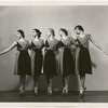 Five women in a line standing en pointe wearing the tunics from the 1935 American Ballet Company production of Serenade