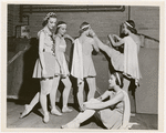 Members of Ballet Russe de Monte Carlo posing backstage in costume for Serenade