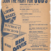 American Labor Party flyer supporting the re-election of New York City Councilman Benjamin J. Davis, 1949