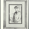 The young Yeats. A portrait of William Butler Yeats. Pen and ink sketch, glazed...