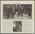 Major Dreyfus, after his vindication, leaving the cemetery of Montmartre, where he placed a wreath on the grave of Zola. Zola's garlanded tomb, inscribed "J'Accuse"