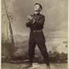 Unidentified baseball player in dark uniform - catching form