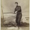 Unidentified baseball player in dark uniform - batting form