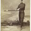 Unidentified baseball player in dark uniform - batting form