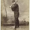 Unidentified baseball player in dark uniform - batting form