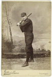 Unidentified baseball player in dark uniform - batting form