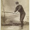 Unidentified baseball player in dark uniform - batting form