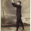 Unidentified baseball player in dark uniform - catching form