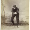 Unidentified baseball player in dark uniform - catching form