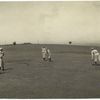 Fig 6: Six boys with a ball and three bats, playing Three Old Cat