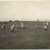 Fig 8: Thirty or more players (15 or more on each side) with a bat and ball playing Town Ball, some times called Round Ball, and subsequently the so-called Massachusetts game of Baseball