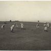 Fig 8: Thirty or more players (15 or more on each side) with a bat and ball playing Town Ball, some times called Round Ball, and subsequently the so-called Massachusetts game of Baseball