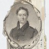 Man in scarf and jacket in oval portrait frame