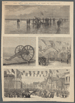 The Duke and Duchess of Teck at Southport. Experiments with the 9-pounder Whitworth field gun on Southport sands. The Whitworth 9-pounder breech-loading rifled field gun. The triumphal arch in Chapel Street. Arrival of the duke and duchess at the railway station