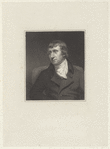 Man with combed forward bangs and ear-length hair in scarf and jacket, facing left