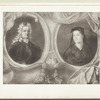 Older man with long white curly hair and older woman in headdress in separate portrait frames