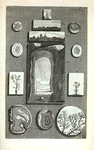 A. Cepites, repræsentans Castellum hexagonum, vallis et fossis munitum, coloris ruberrimi transparentis; B. Cepites coloris Sandarachati transparentis, cujus media insula est coloris albi, littore punctulis rubtis circumvallata, attamen tam nitidè, ut impossibile sit, omnia exacte æri incidere; C. Cepites, figuram exhibens Castelli, plano albo non transparente, ejus color est cinereopurpureus striis albis velocibus circumcinctus; D. Cepites, habens figuram arcis quæ est fusco-purpurei coloris, quibusdam locis coloris pellucidi, cujus extrema margo est instar vitri trasparens; E. Cepites rarissimus, cui figura est Castelli: hujus extremus circuitus est fuscus et transparens, quem tres striæ diversi coloris, aggerem repræsentantes, sequuntur, trasparentem attamen glaciei similem aquam in sinu foventem, in cujus medio sita est infula magna, ey circa illam miltæ parvæ Insulæ, cærulei, purpurascentis et rubicundi coloris; F.  Sepites, arcem repræssentans albi et cærulei, sed parum transparentis coloris; G.H.I. Sunt diversæ species Lapidis Achatis;  Fig. 1. Species Marmoris Ægyptiaci, sive Achatis coloris variegati, in cujus plano conspicitur Pontifex maximus precans. Lapis hic ex ruïna templi prope Romam inventus; Fig. 2. Est Lapis Achates Germanicus, in quo conspicitur perbellè rupes subterranea, et per illam eminus quidam montes; in fornice visui se objiciunt duo foramina perfracta, per quorum alterum radii micantes decidunt; Fig. 3.4. Sunt duo lapides nativi Ferrarienses, in illis conspiciuntur deserta, montes, fluvii. ruinæ, urbes, nubes, &c.