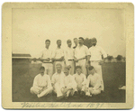 New England Cricket Team, Visited Halifax, 1891, Compliments of Geo. Wright, 1891, Geo. Wright, Sam'l Wright, Fred Fairbur, J. Comber, R. Cracknell, J. Estabrook, Micklejoin